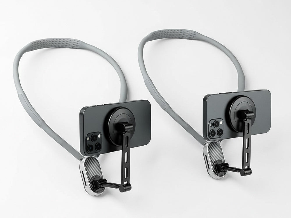 Magnetisk mobilhållare för halsen/nacken silikon svart 66 cm med rem
