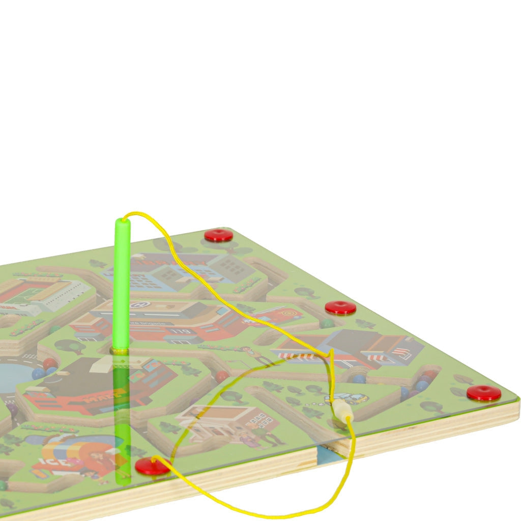 Magnetiskt labyrintspel resespel barn 3+ stadsmotiv 2 pennor