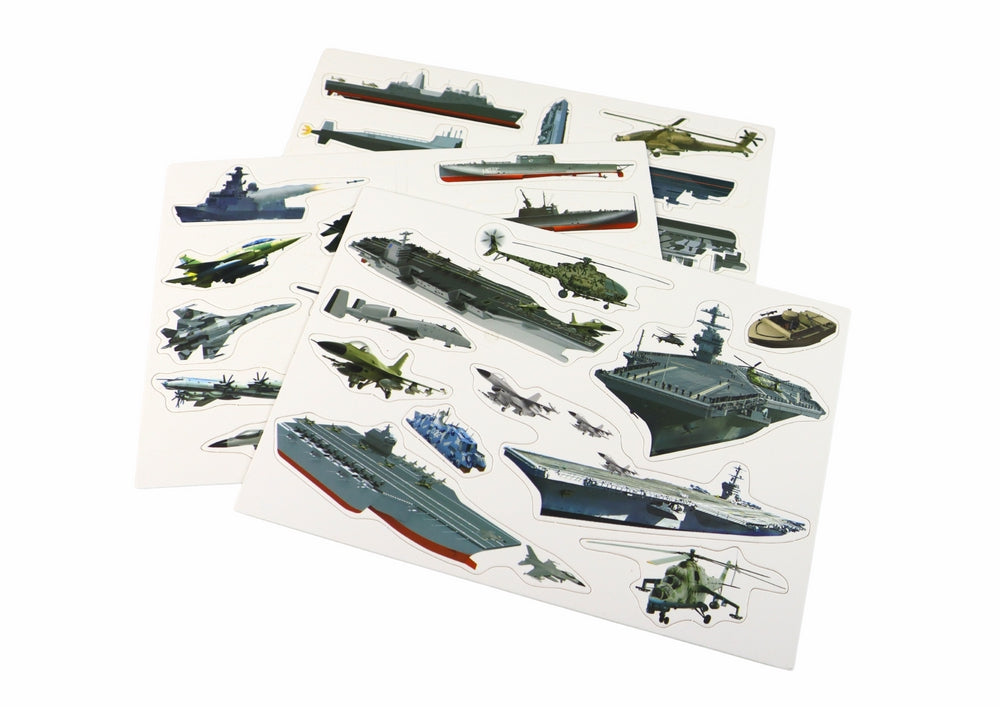 Magnetiskt pusselset militärskepp med magnettavla och ritpenna