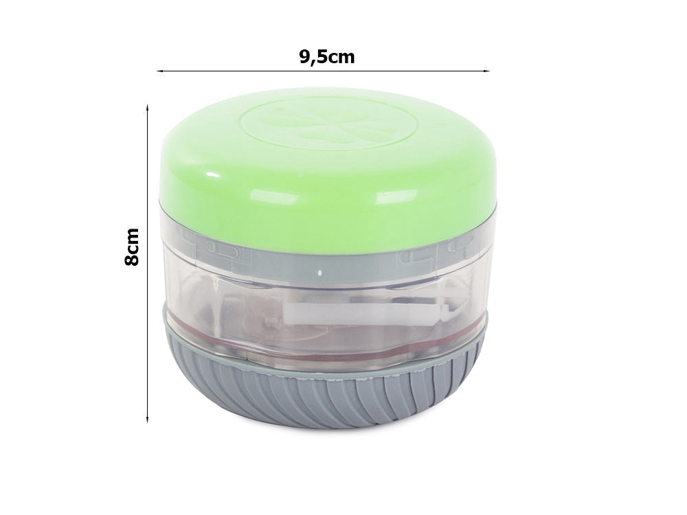 Manuell grönsakshackare 150 ml med blad i rostfritt stål grön/vit