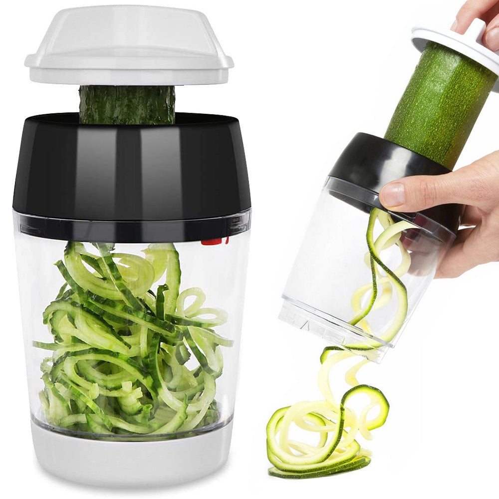 Manuell grönsaksskärare spiralizer med behållare 400 ml vit/svart