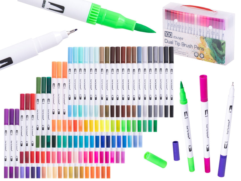 Markers set 100 st dubbelsidiga 0,4 mm + 1–2 mm i plastetui