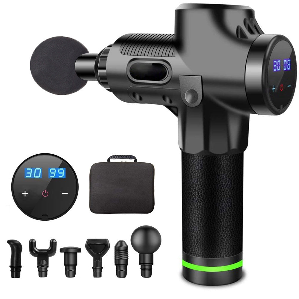 Massagepistol 30 hastigheter med 6 massagehuvuden och fodral