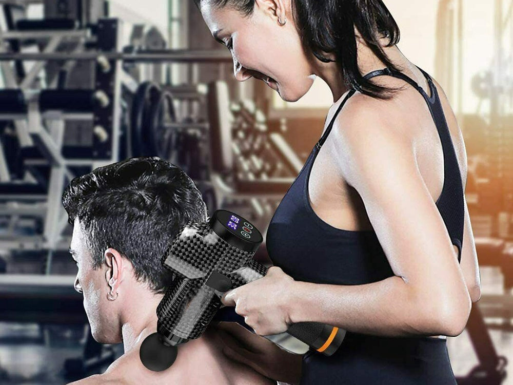 Massagepistol 30 hastigheter med 6 massagehuvuden och fodral