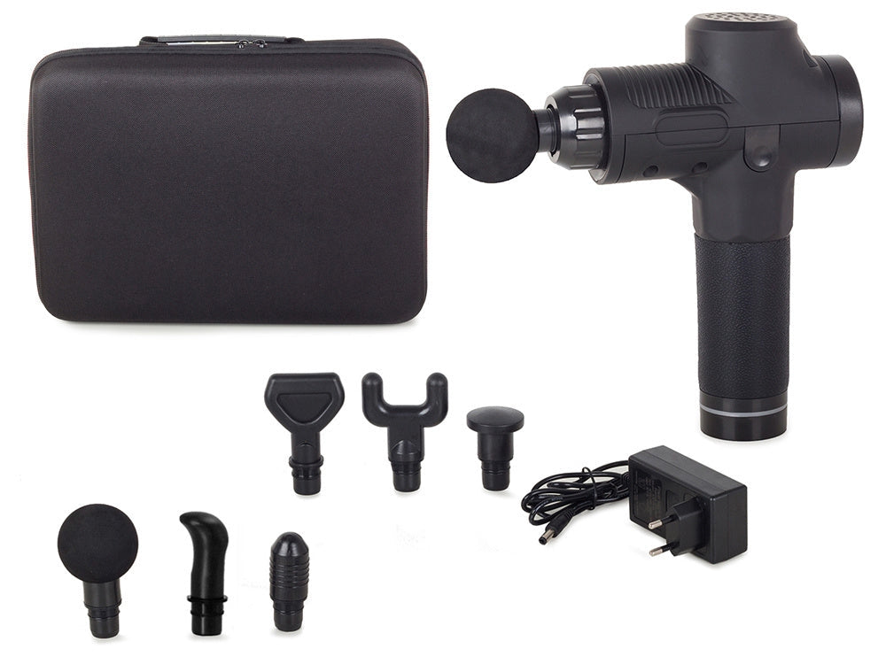 Massagepistol 30 hastigheter med 6 massagehuvuden och fodral