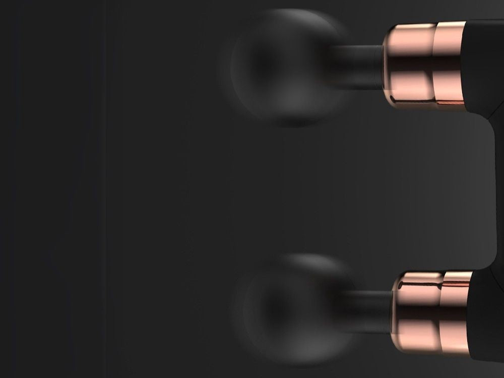 Massagepistol uppladdningsbar USB-C 6 nivåer 4 massagehuvuden svart