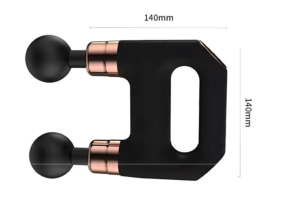 Massagepistol uppladdningsbar USB-C 6 nivåer 4 massagehuvuden svart