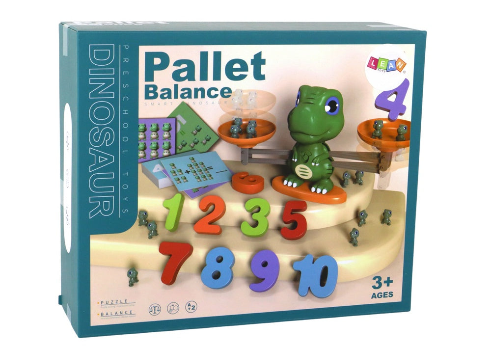 Matematikspel dinosaurievåg med kort, siffror och figurer, 3+ år