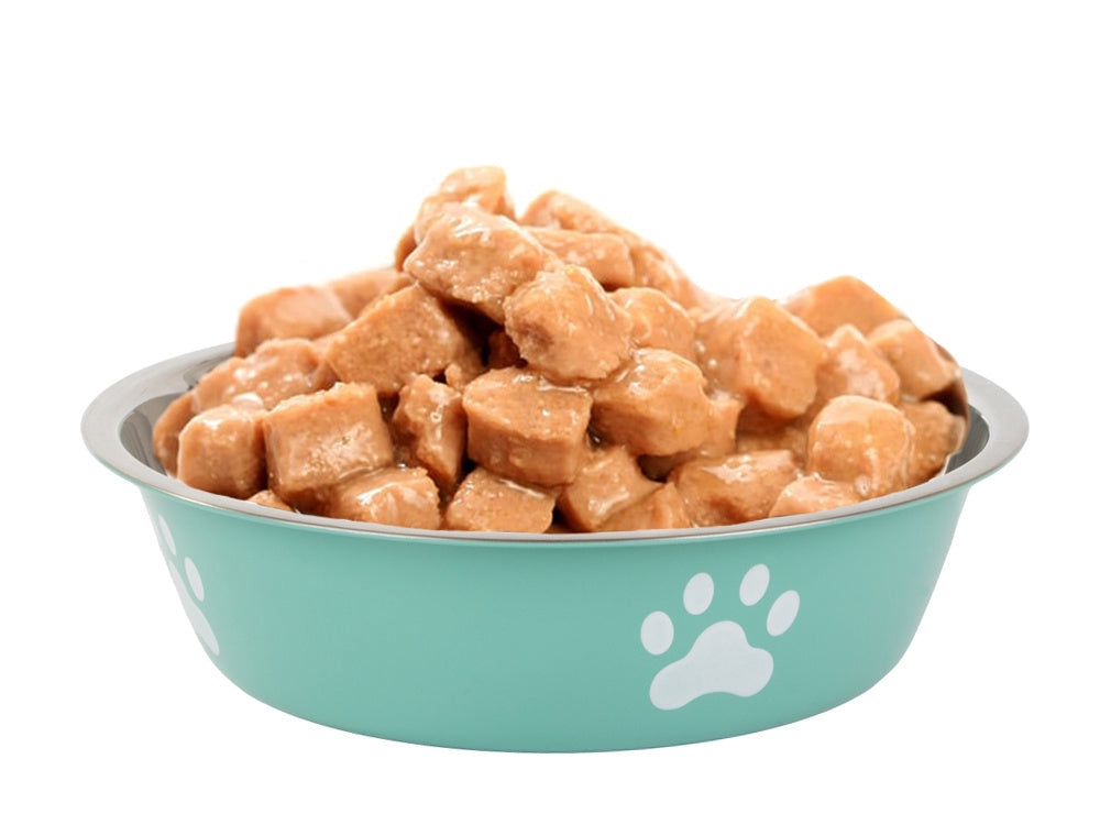 Matskål hund/katt 250 ml rostfritt stål grön med halkfri botten