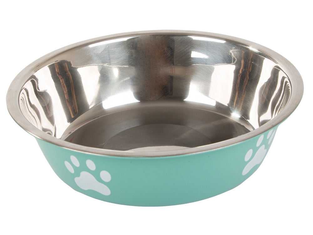 Matskål hund/katt 250 ml rostfritt stål grön med halkfri botten
