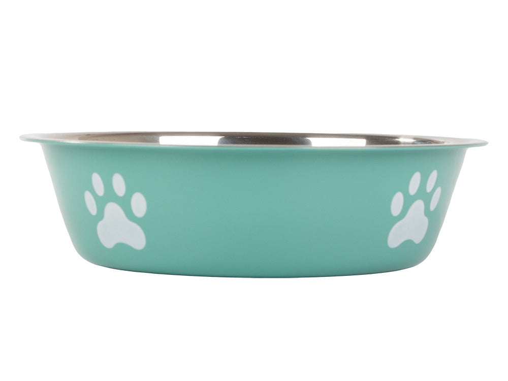 Matskål hund/katt 250 ml rostfritt stål grön med halkfri botten