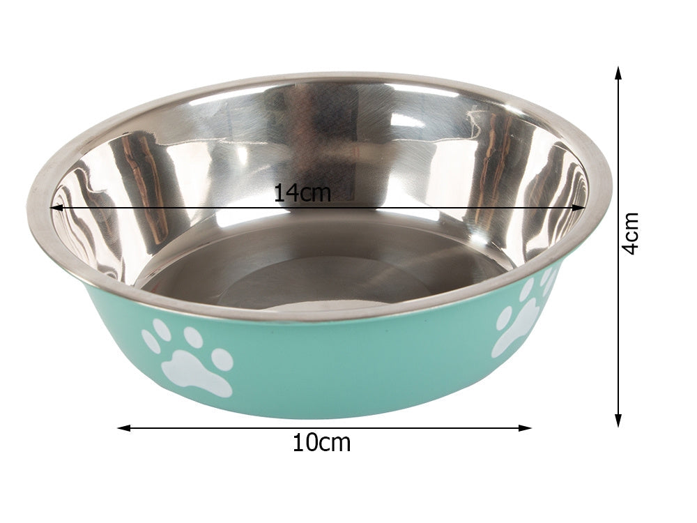 Matskål hund/katt 250 ml rostfritt stål grön med halkfri botten