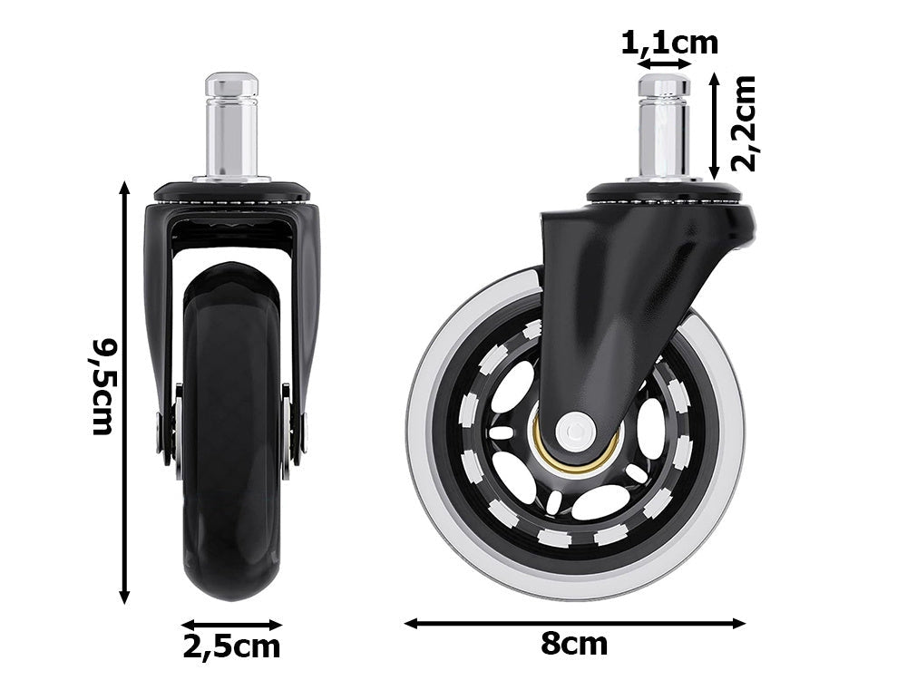 Möbelhjul i mjuk silikon 80 mm med bult 11x22 mm, svart 1-pack