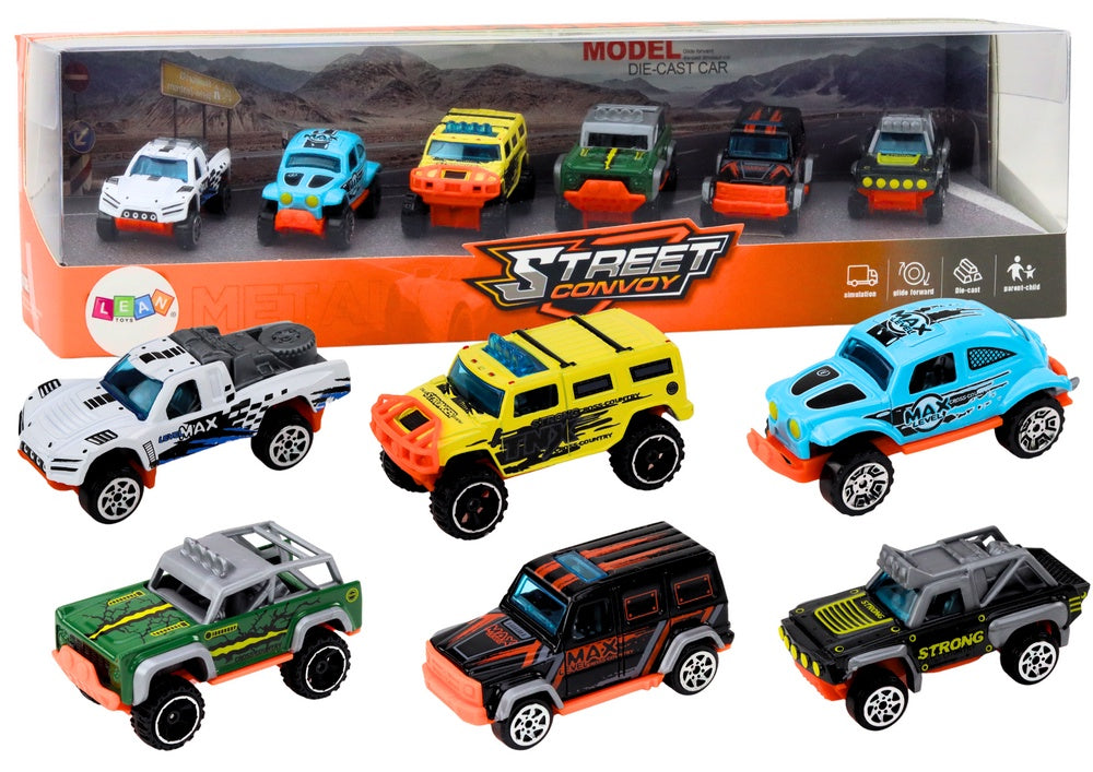 Metallbilar off-road leksaksbilar 6-pack 7 cm, från 3 år