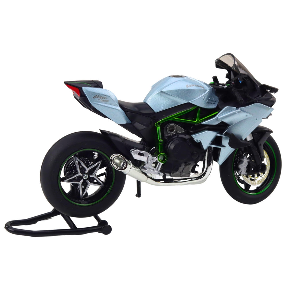Metallmotorcykelmodell 17 cm med ljus/ljud, batterier ingår, silver