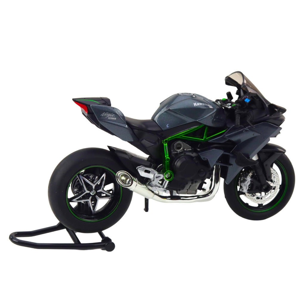 Metallmotorcykelmodell 17 cm med ljus och ljud, grå, inkl. 3x AG13