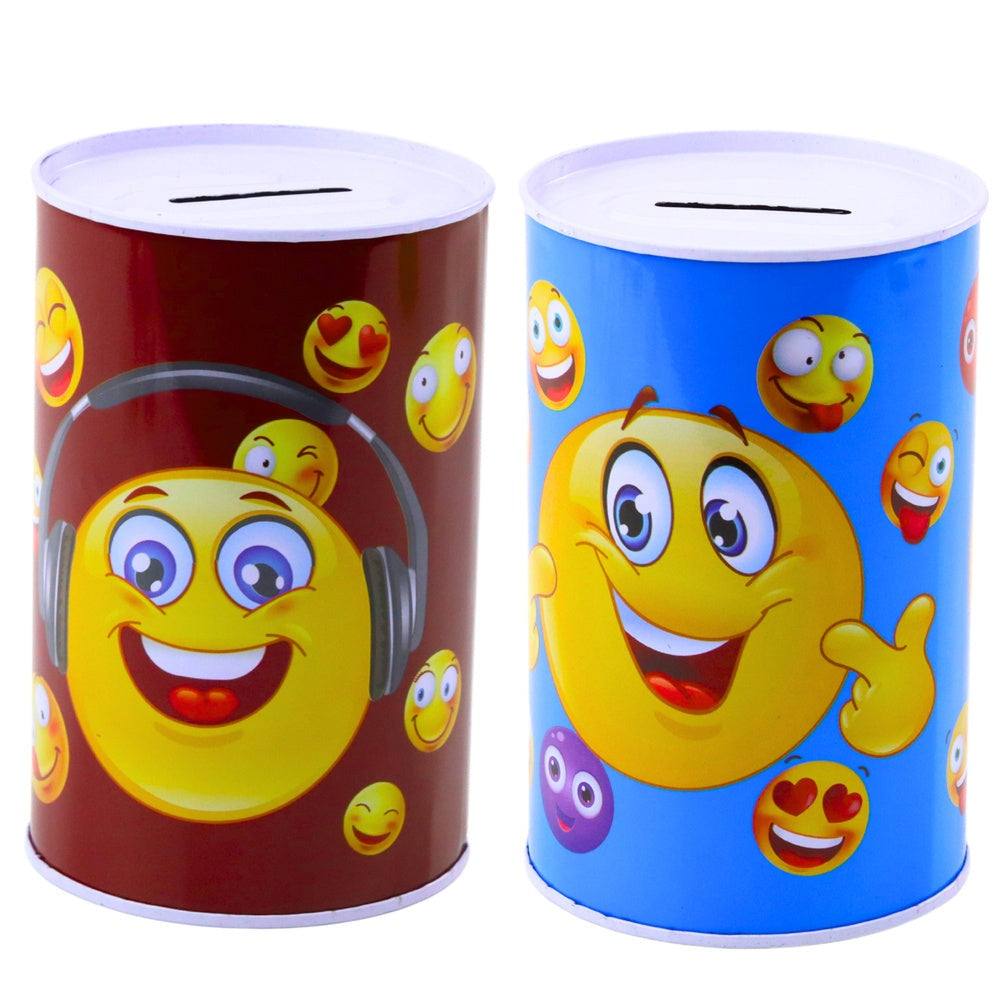 Metallpengabank med emotikontryck 13x8x8 cm, 1-pack