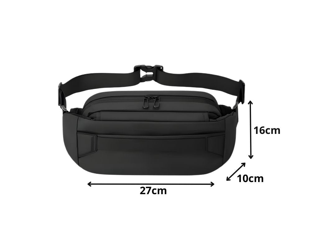 Midjeväska med justerbar rem 2 fack svart 27x16x10 cm