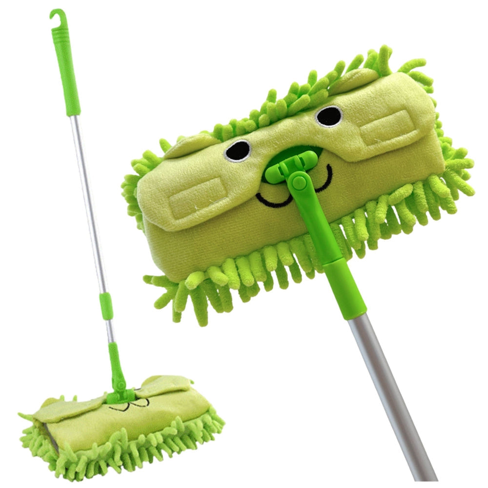 Mikrofibermopp grön med djurmönster, teleskophandtag 46–70 cm