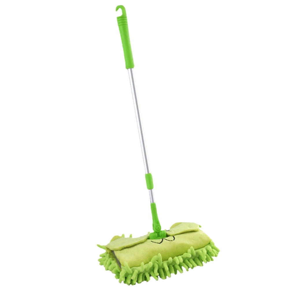 Mikrofibermopp grön med djurmönster, teleskophandtag 46–70 cm
