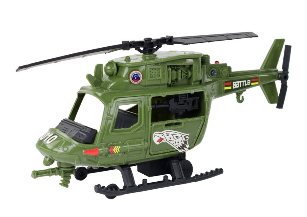 Militär leksaksset med helikopter ljus/ljud, fordon, kontrolltorn 3+
