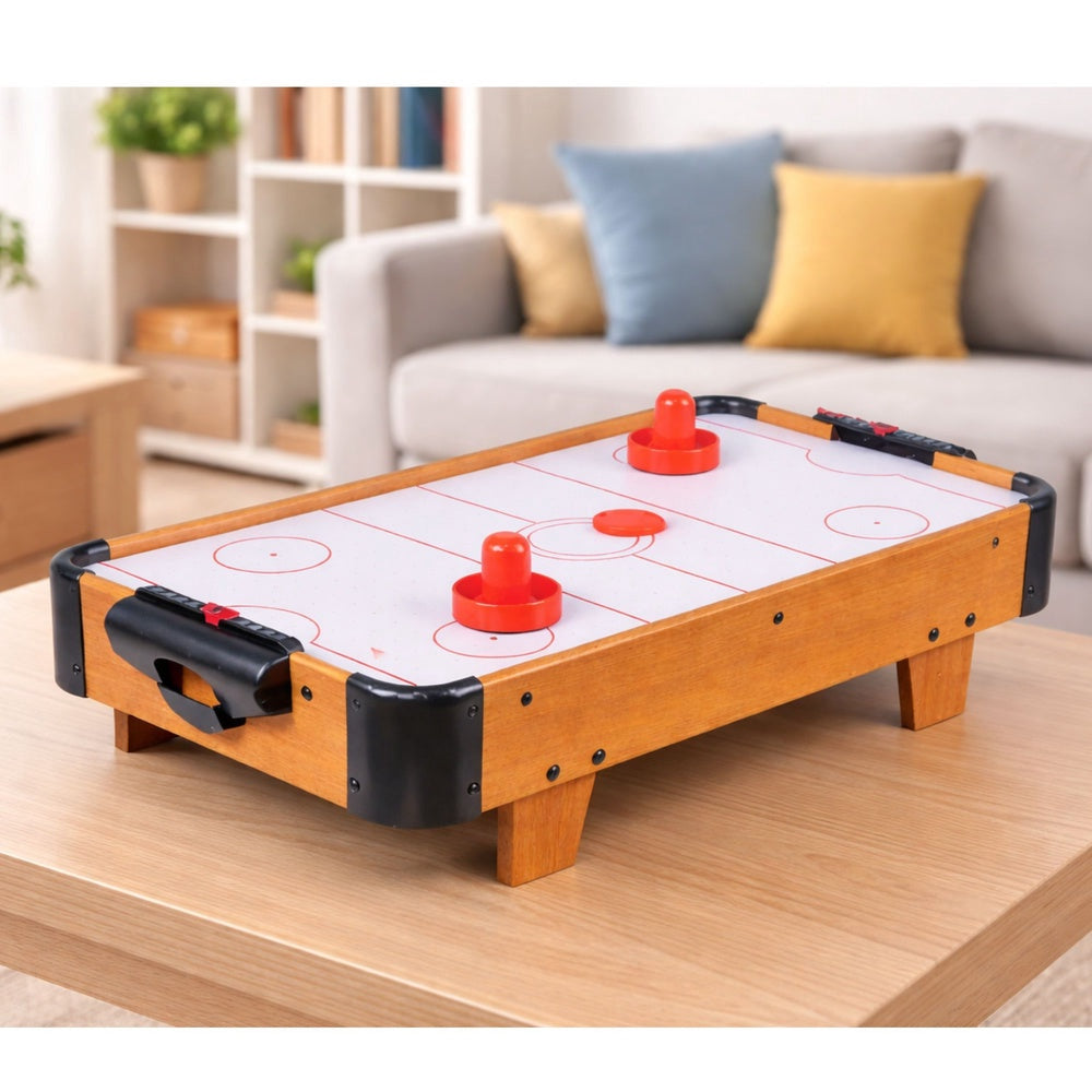 Mini air hockey bordsspel 61x32,5 cm batteridrivet 2 spelare