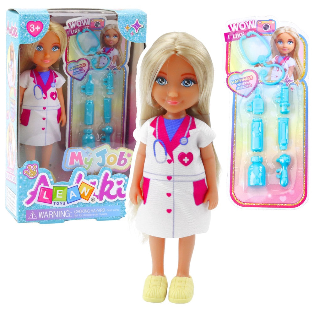 Miniatyrdocka doktor 13 cm med medicinska tillbehör set