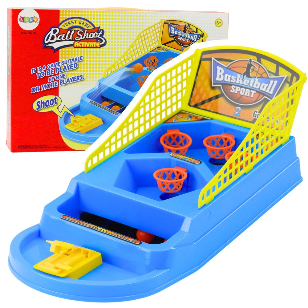 Mini basketbollsspel bordsspel med bollkastare, 6 bollar och 4 korgar