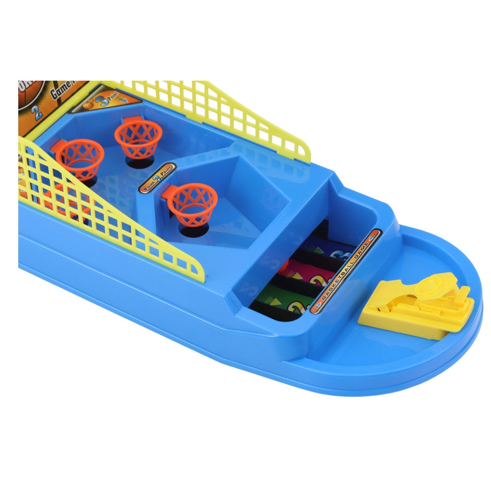 Mini basketbollsspel bordsspel med bollkastare, 6 bollar och 4 korgar