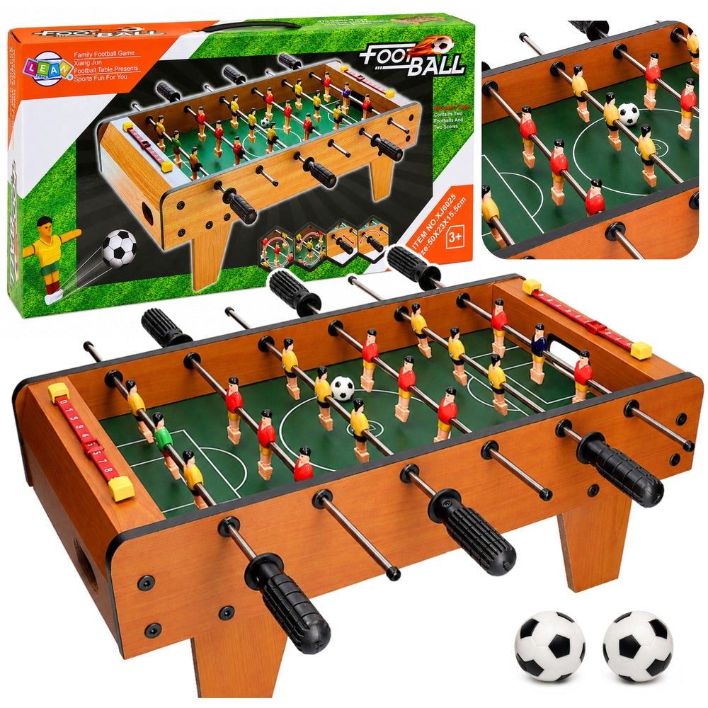Mini bordfotbollsspel 50x25 cm MDF med poängtavlor, 2 bollar