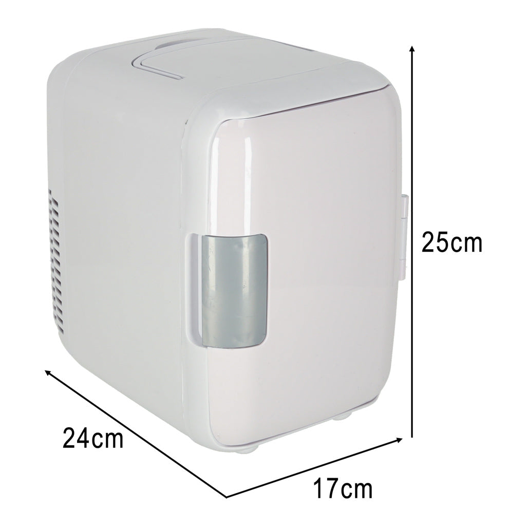 Mini el-kylskåp 4L kyl/värme 12V/110-220V för bil & hem vit