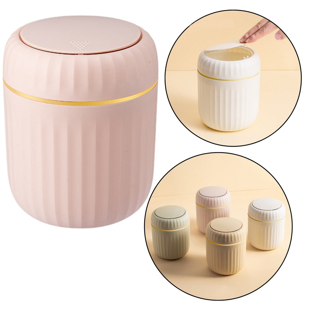 Mini soptunna med push-lock i plast 16,5x13x13 cm rosa