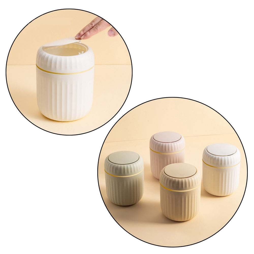 Mini soptunna med trycklock plast 16,5x13x13 cm grön