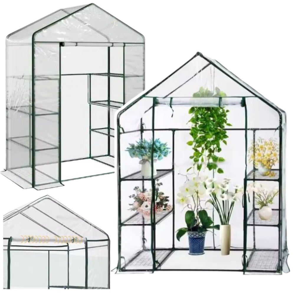 Mini växthus med 4 hyllor PVC transparent 195x143x73 cm