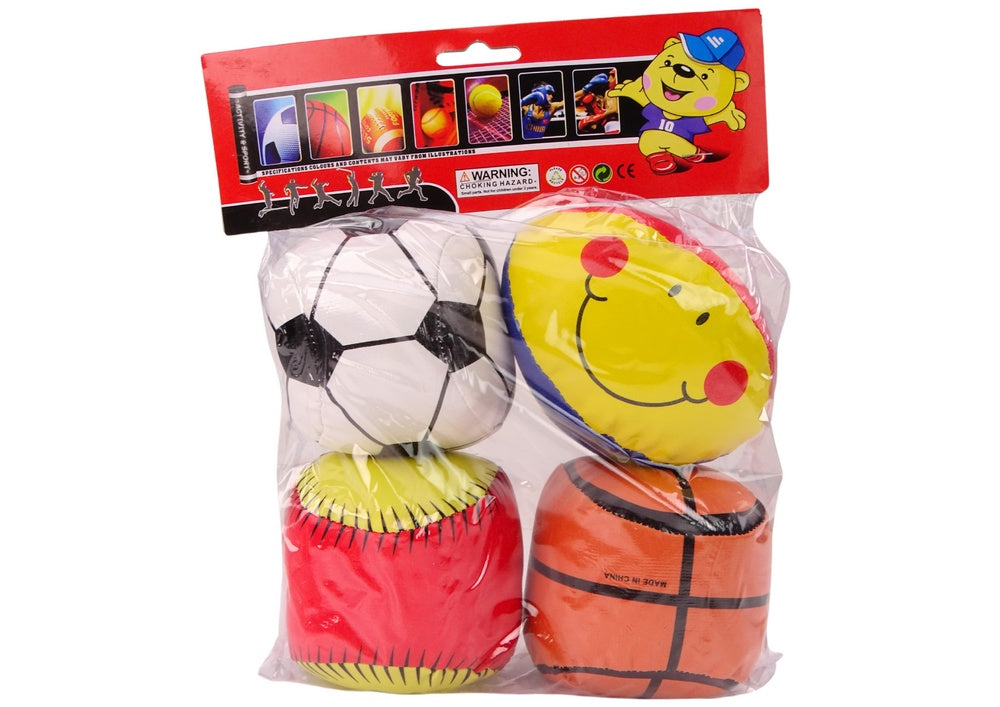 Mjuka sportbollar för barn 4-pack fotboll/basket/baseboll/rugby