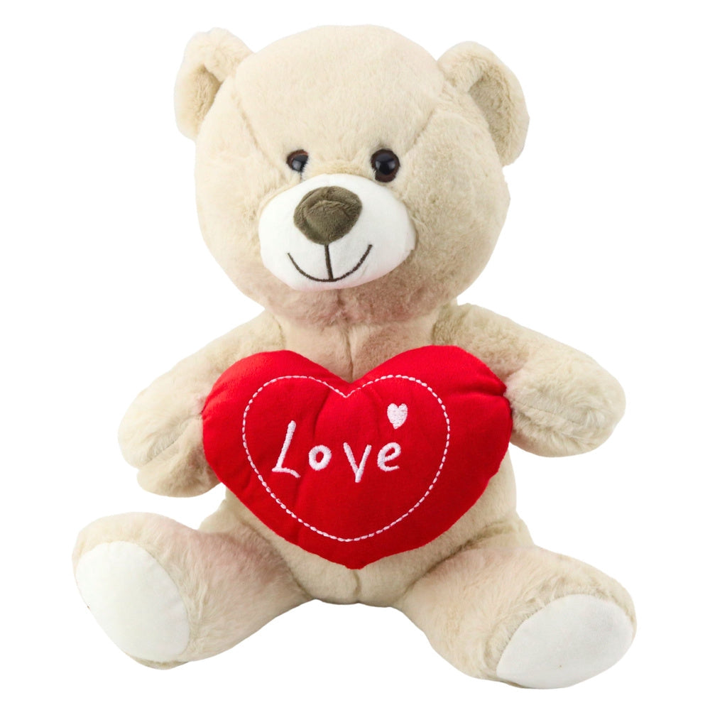 Mjuk nallebjörn med rött hjärta "Love" beige 30 cm