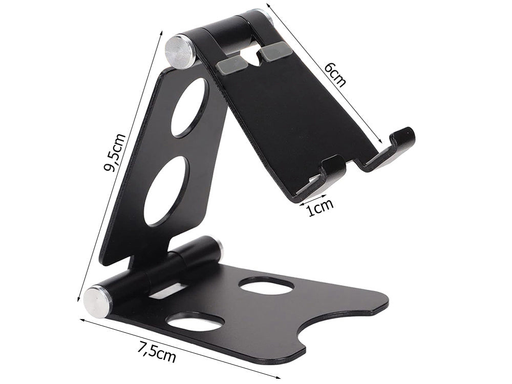 Mobilhållare/surfplatteställ vikbar metall svart justerbar 9,5 cm