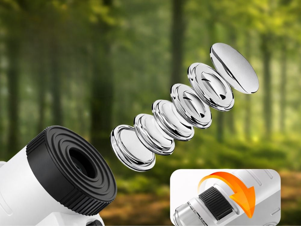 Mobilmikroskop 60–200x med LED/UV och mobilhållare inkl batterier