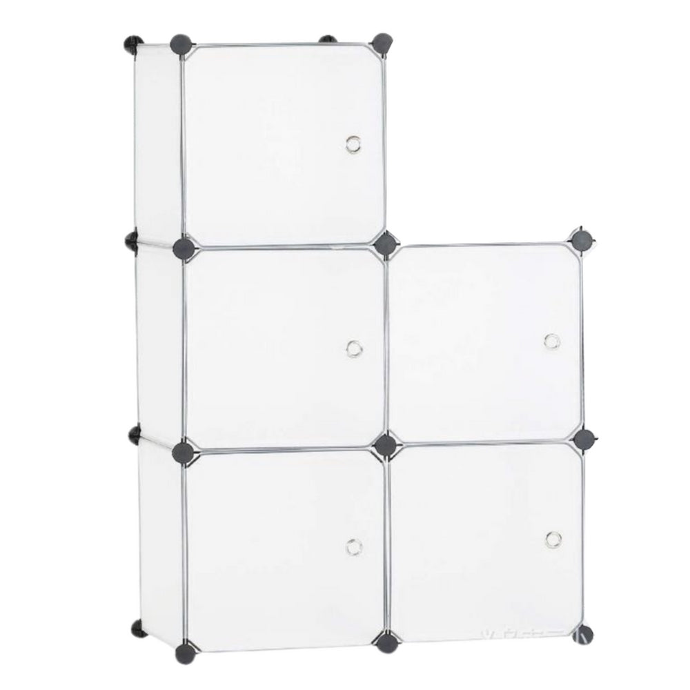 Modulär skohylla 5 fack med dörrar 30x30 cm vit/transparant