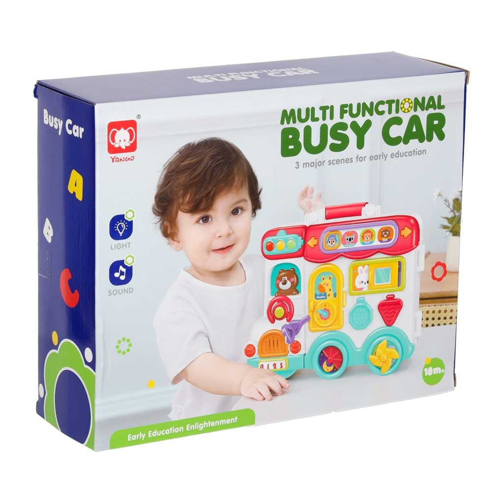 Montessori aktivitetsleksak buss i resväska med ljud/ljus 18 mån+