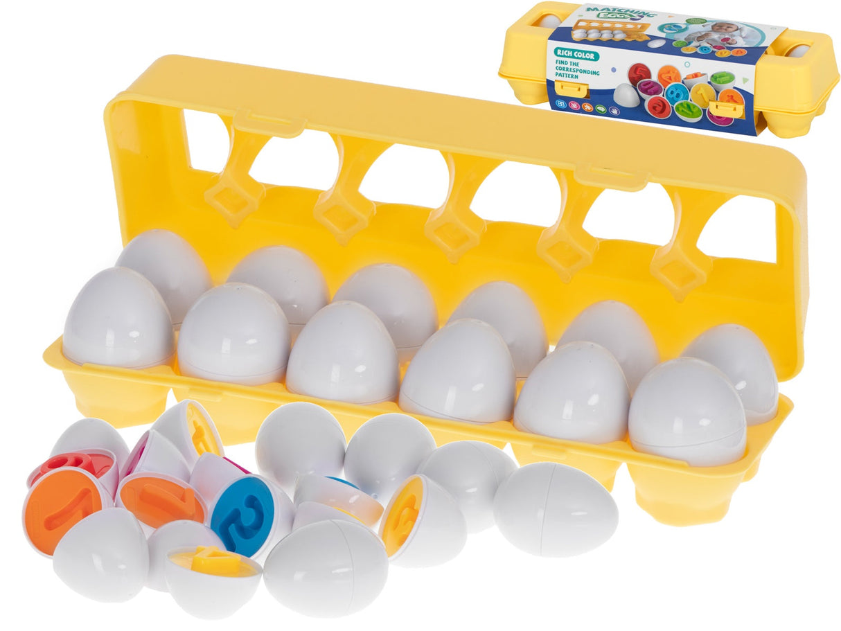 Montessori äggpussel med siffror och former 12-pack från 18 månader