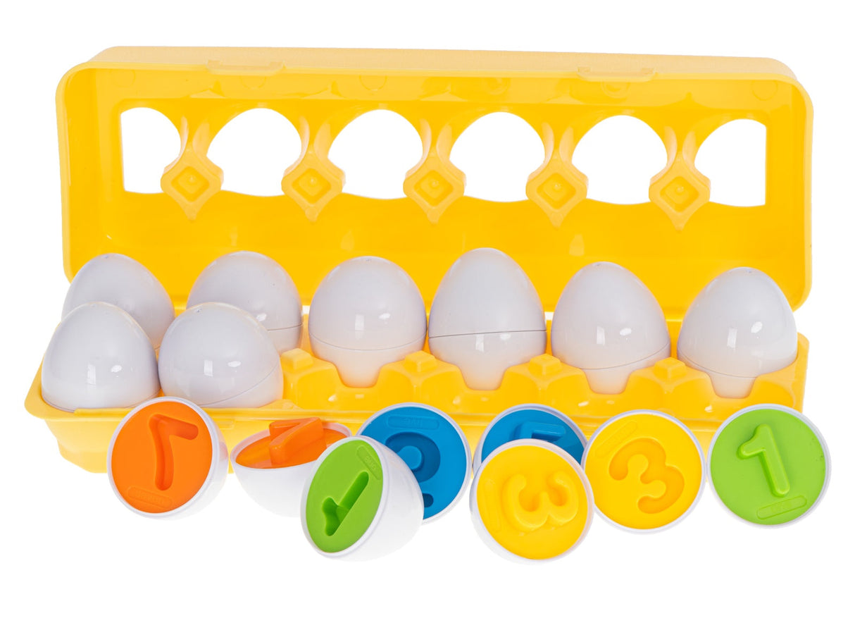 Montessori äggpussel med siffror och former 12-pack från 18 månader