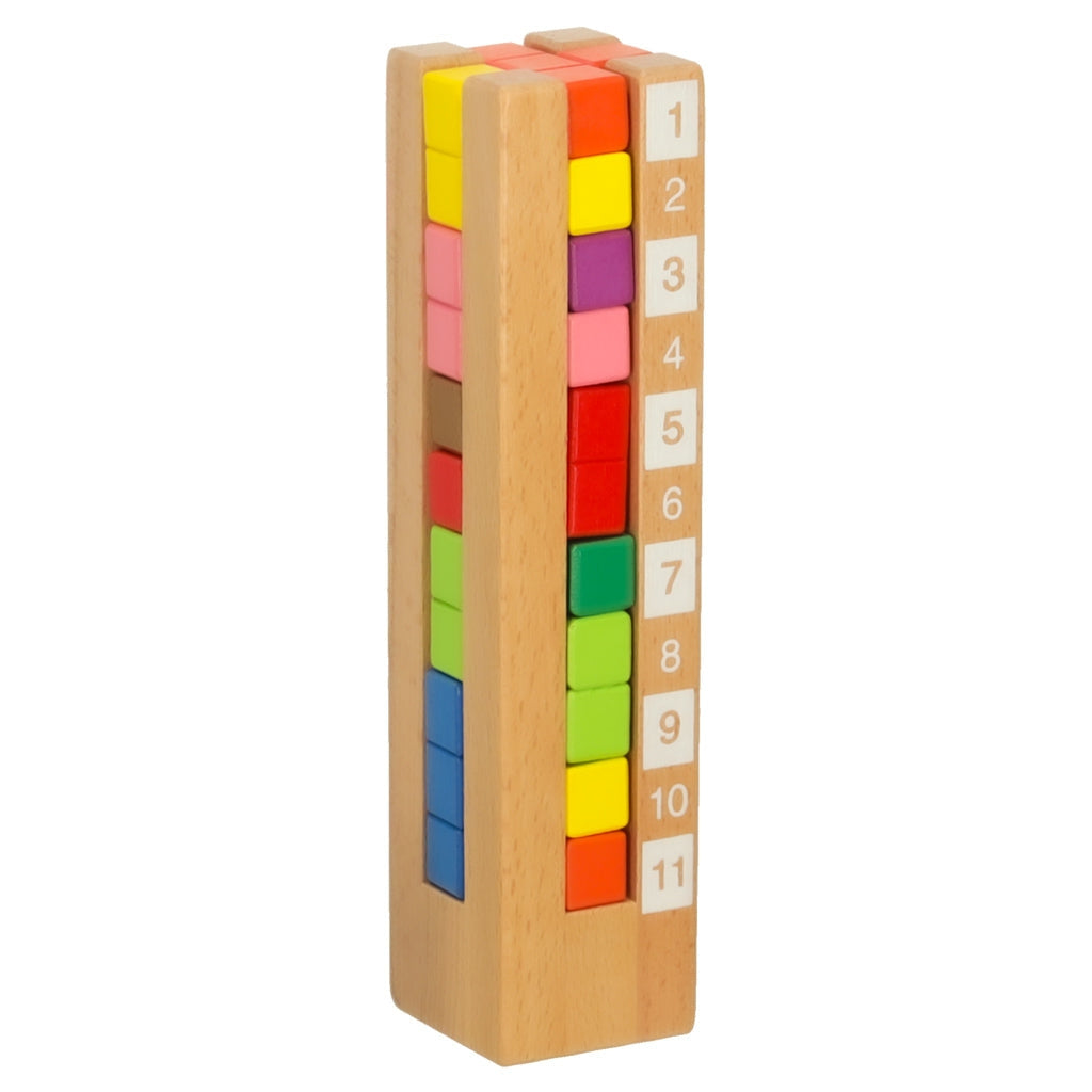 Montessori träpussel torn med klossar 13 delar, 3 svårighetsgrader
