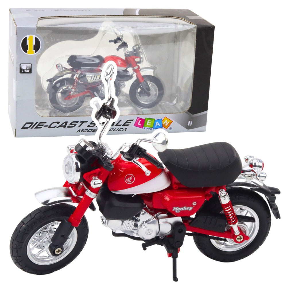 Motorcykelmodell retro röd 14,5 cm metall/plast med ljuseffekter