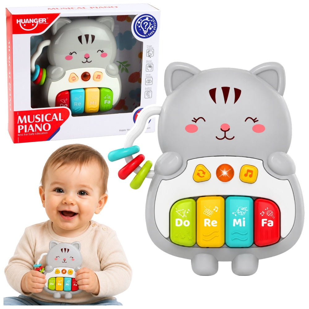 Musikleksak kattpiano med melodier och ljuseffekter, 3x AAA