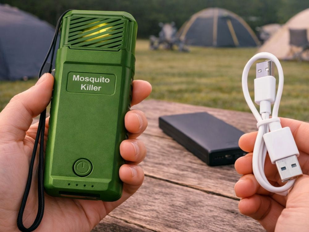 Myggavvisare USB-C med 6 refillpatroner, uppladdningsbar 14x5 cm
