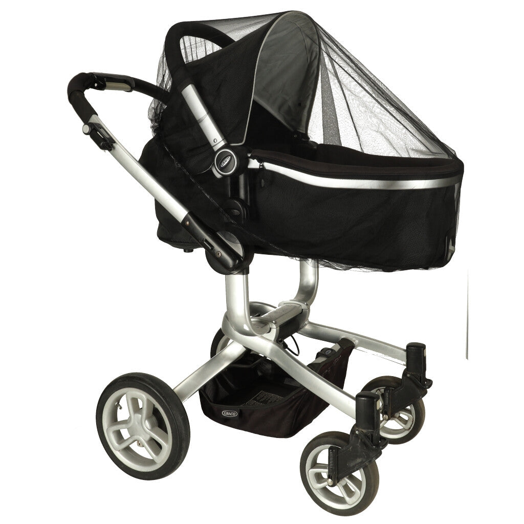 Myggnät till barnvagn universellt 140 cm resår svart polyester