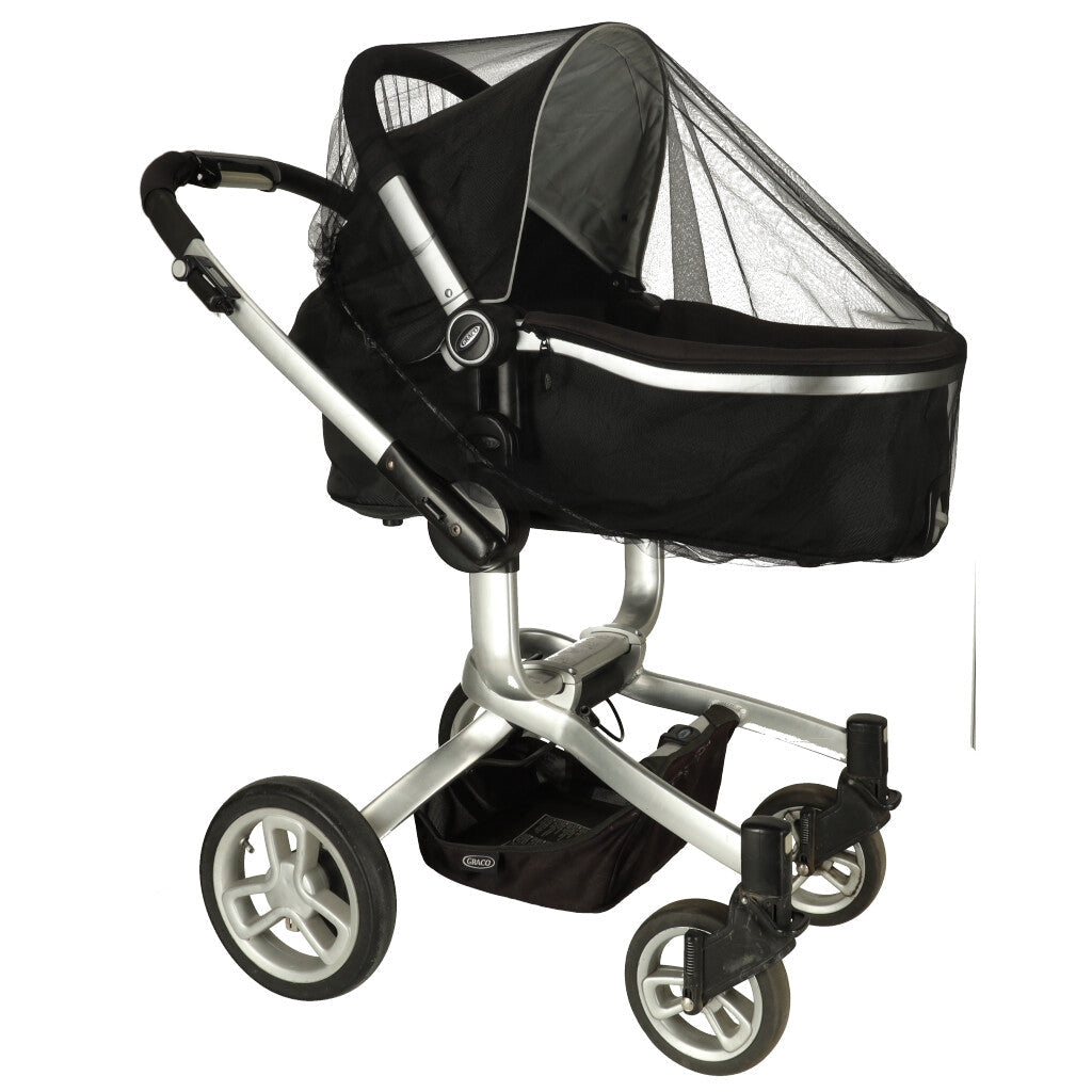 Myggnät till barnvagn universellt 140 cm resår svart polyester