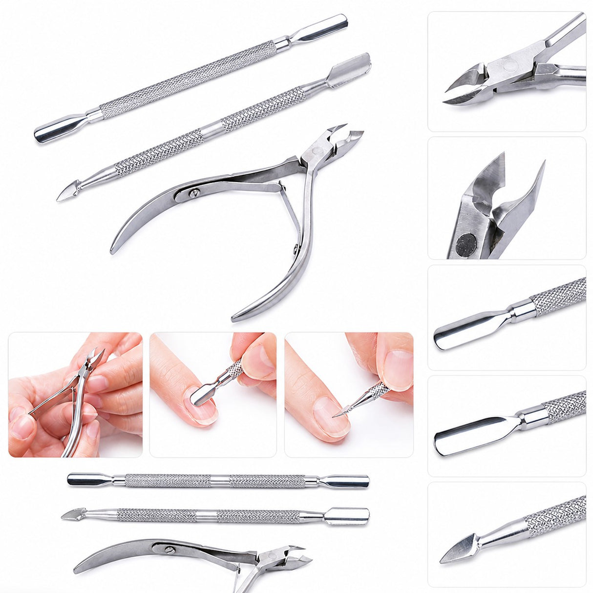 Nagelbandskit 3 delar i metall – nagelbandssax + 2 nagelbandspusher