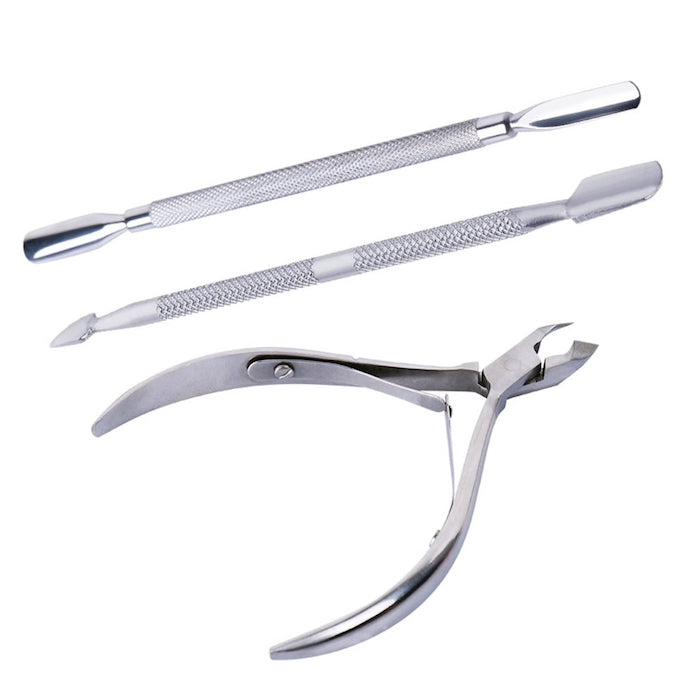 Nagelbandskit 3 delar i metall – nagelbandssax + 2 nagelbandspusher